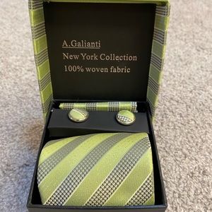 Tie, Handkerchief, and Cuff Links set